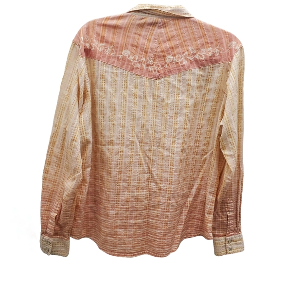 WRANGLER Pearl Snap Down Ombre Print w/ Panel Shoulders EUC Size XL - Picture 7 of 13